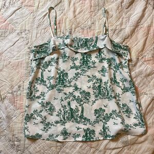 h&m renaissance feminine romantic garden castle green white coquette cami size 6